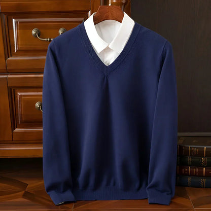 Herren Strickpullover V-Ausschnitt Langarm