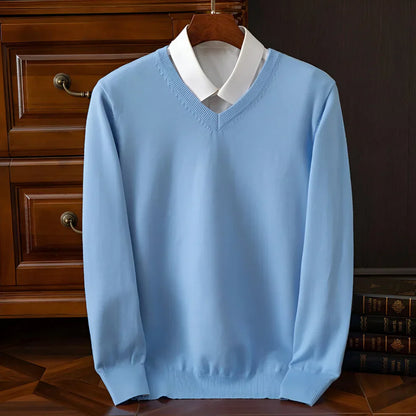 Herren Strickpullover V-Ausschnitt Langarm