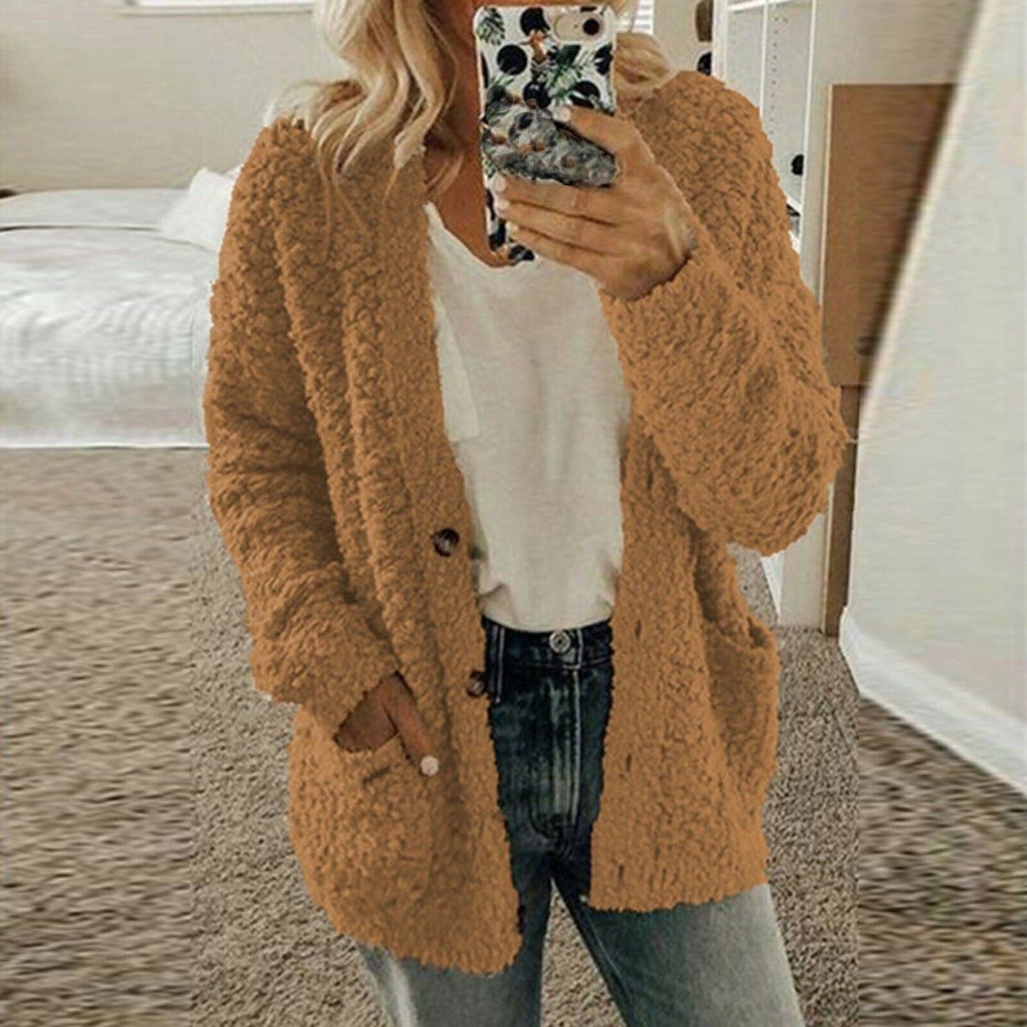 Weiche Strickcardigan Lässig Grobmasche Bequem