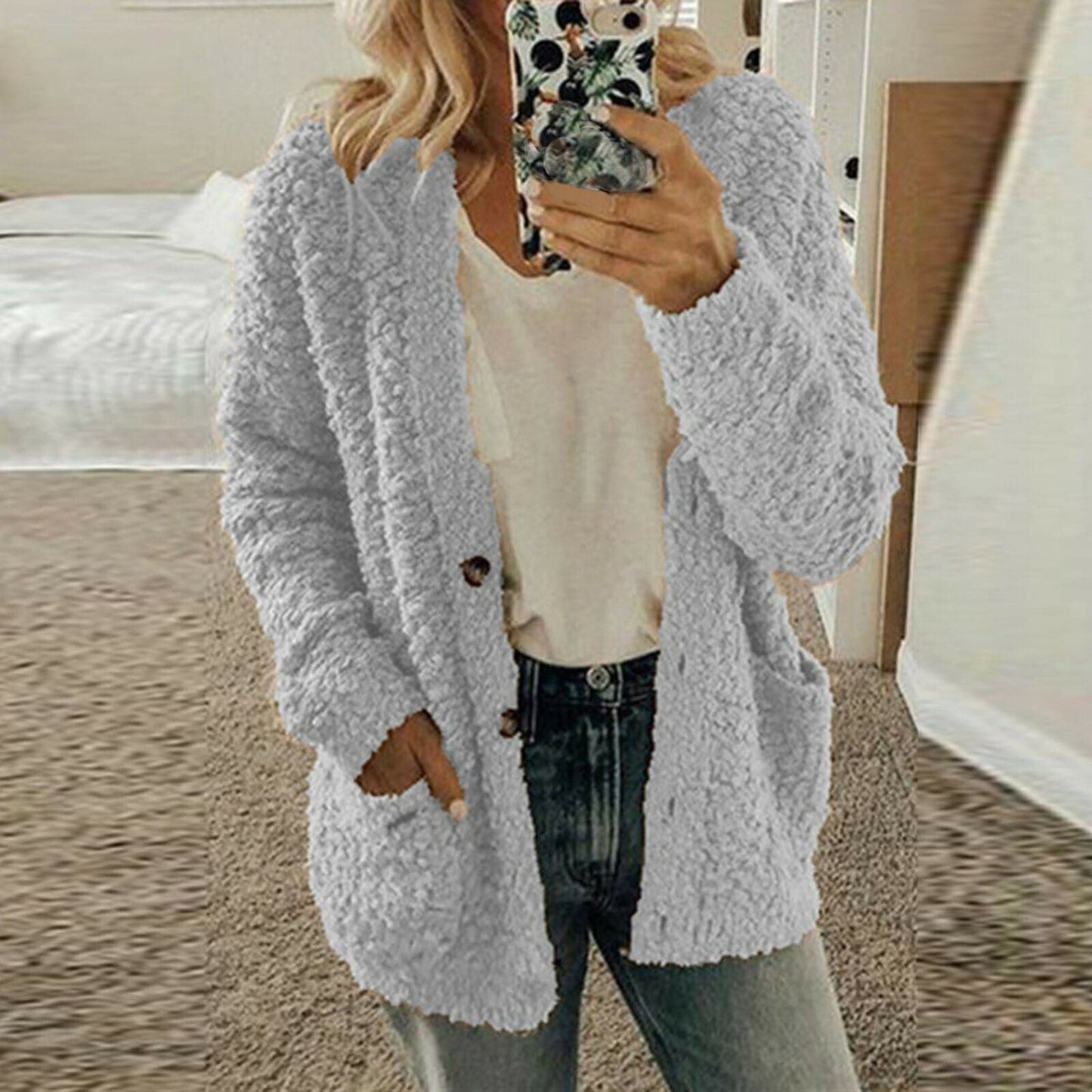 Weiche Strickcardigan Lässig Grobmasche Bequem