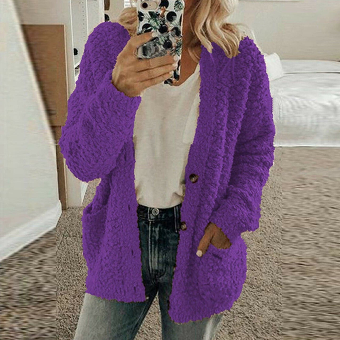 Weiche Strickcardigan Lässig Grobmasche Bequem