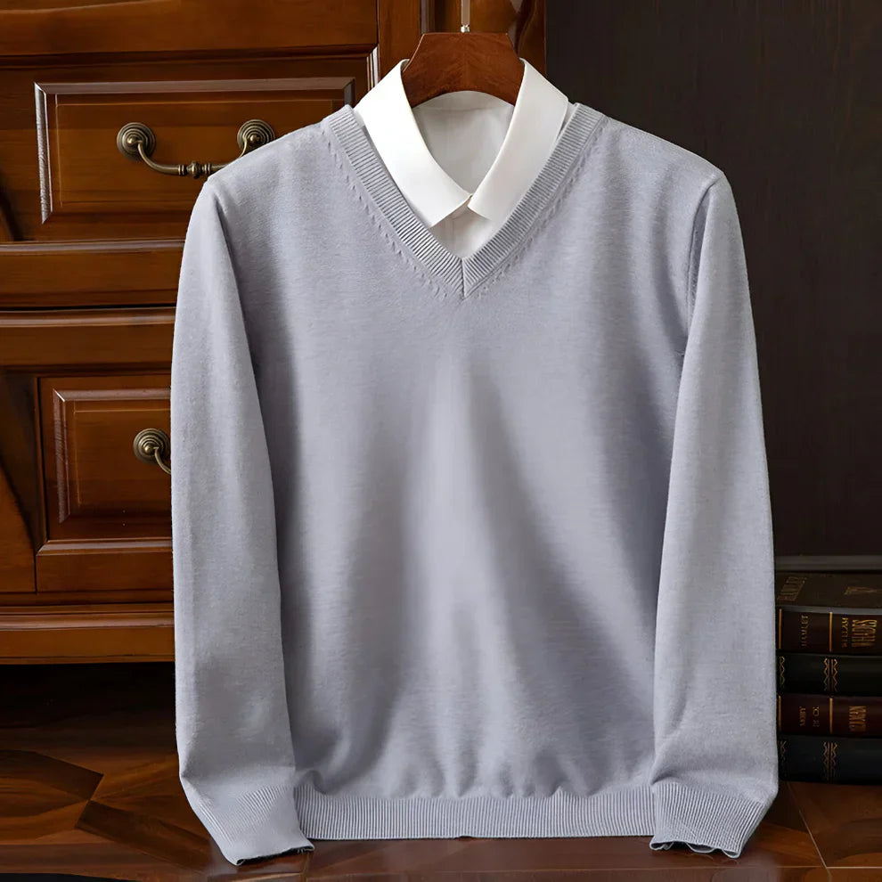 Herren Strickpullover V-Ausschnitt Langarm