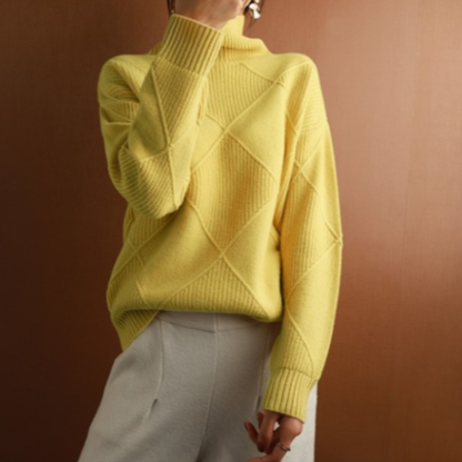 Damenschal Rollkragenpullover Diamantmuster Weich