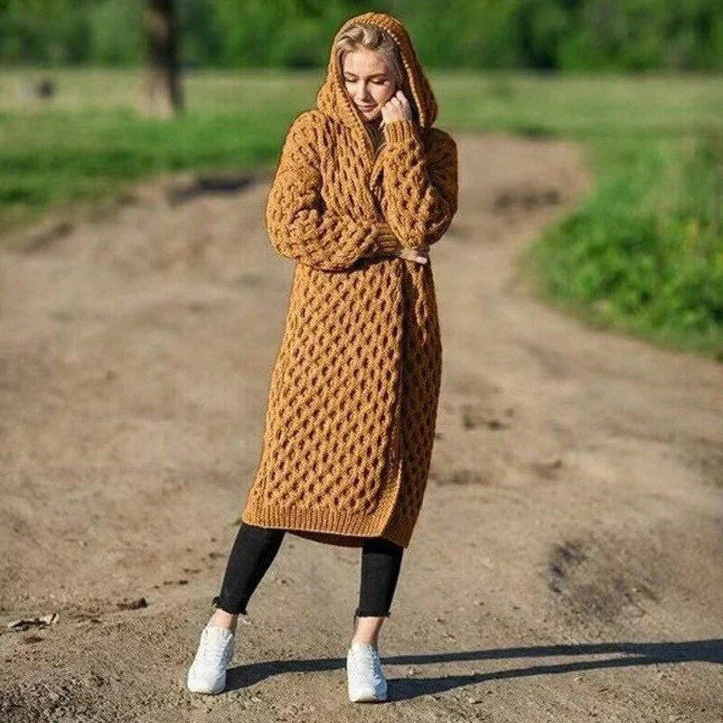 Große Strickjacke Kapuzenpullover Wollig Übergröße