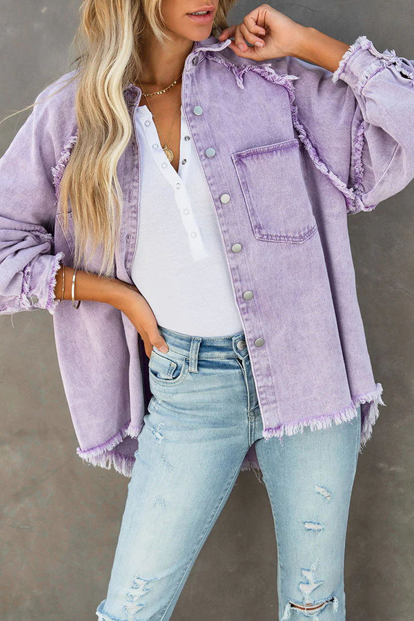 Übergröße Damenjacke Cord mit Fransen Trendy