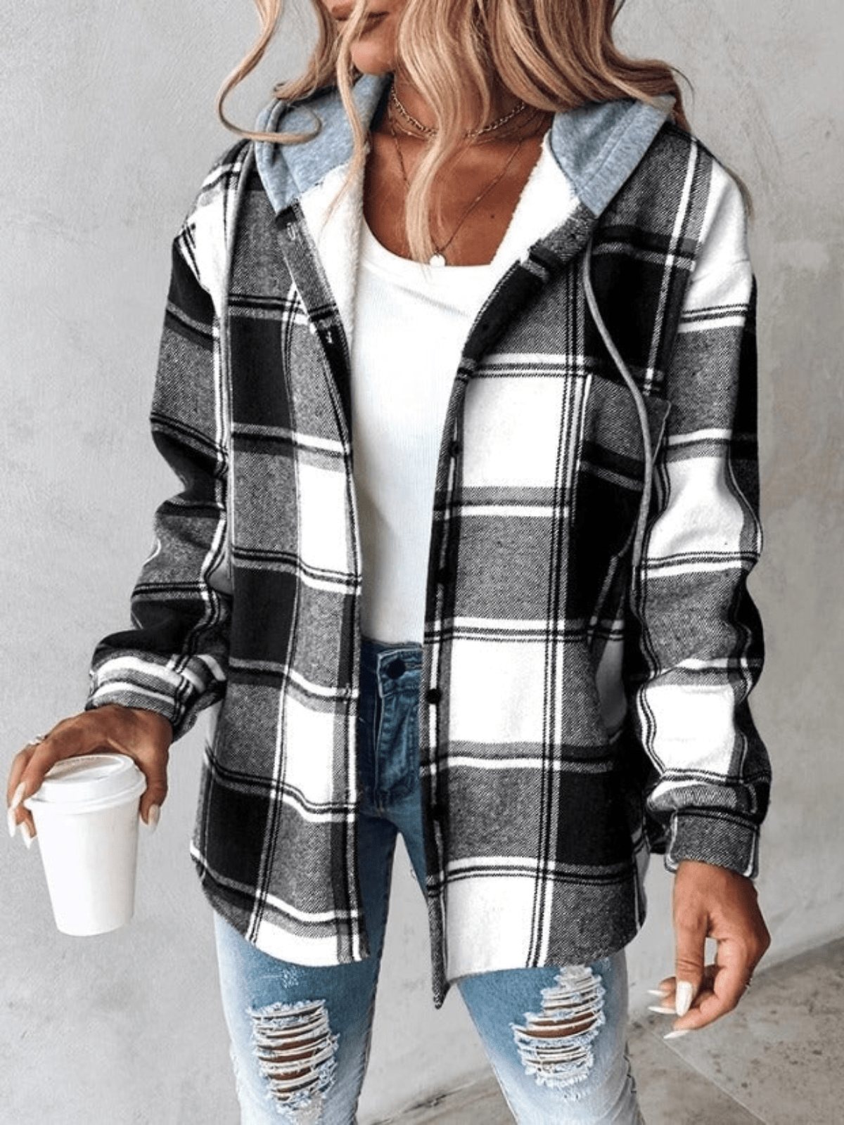 Kapuzen-Sweatshirt Lässig Flanell