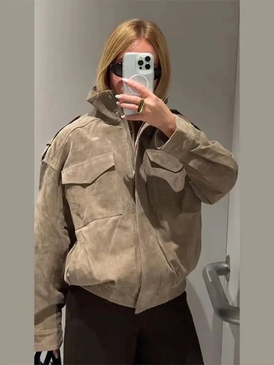 Leder Motorradjacke Biker Stil - IdealeKleiden
