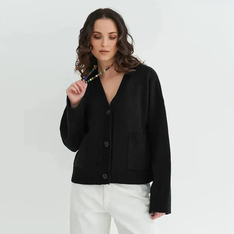 Eleganter V-Ausschnitt Cardigan Damen