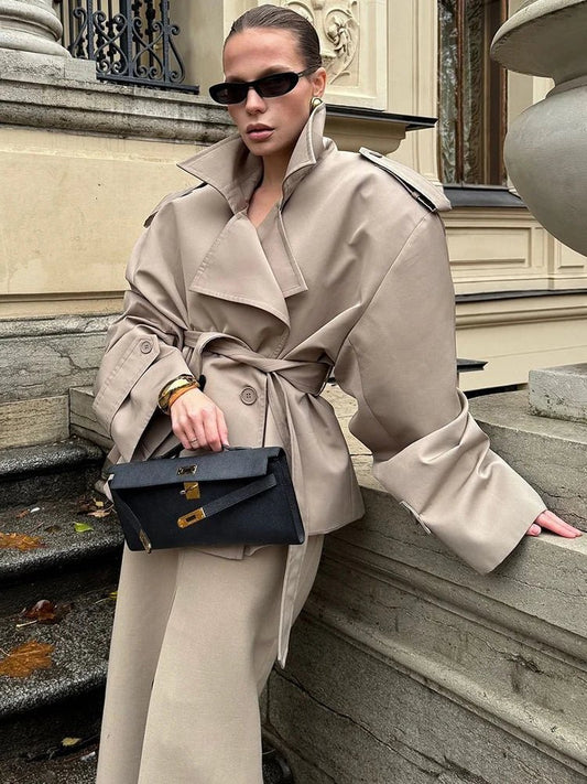 Klassischer Trenchcoat Damen Kurz - IdealeKleiden
