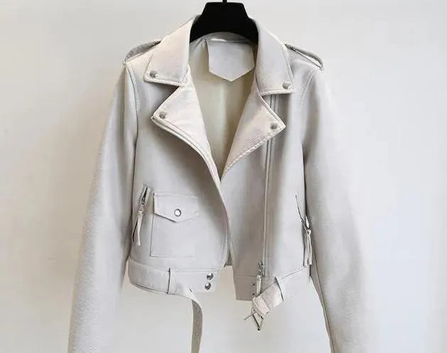 Stylische Lederjacke Damen Elegant Schnitt