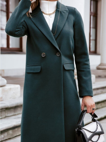 Maßgeschneidertes Kleid aus Wolle, Klassisch und Elegант, Vollständig Revers mit Knöpfen
