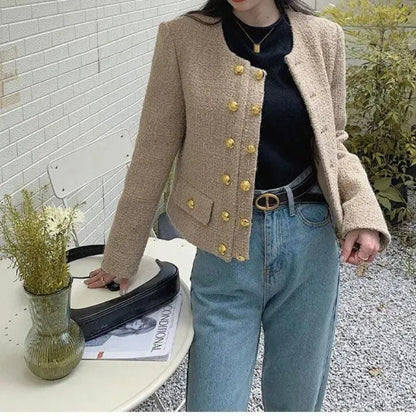 Klassische Tweed Jacke Damen Kurz - IdealeKleiden