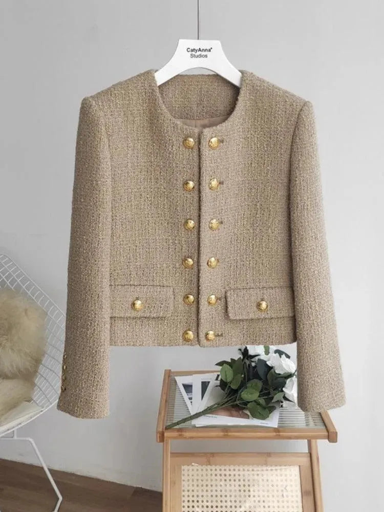 Klassische Tweed Jacke Damen Kurz