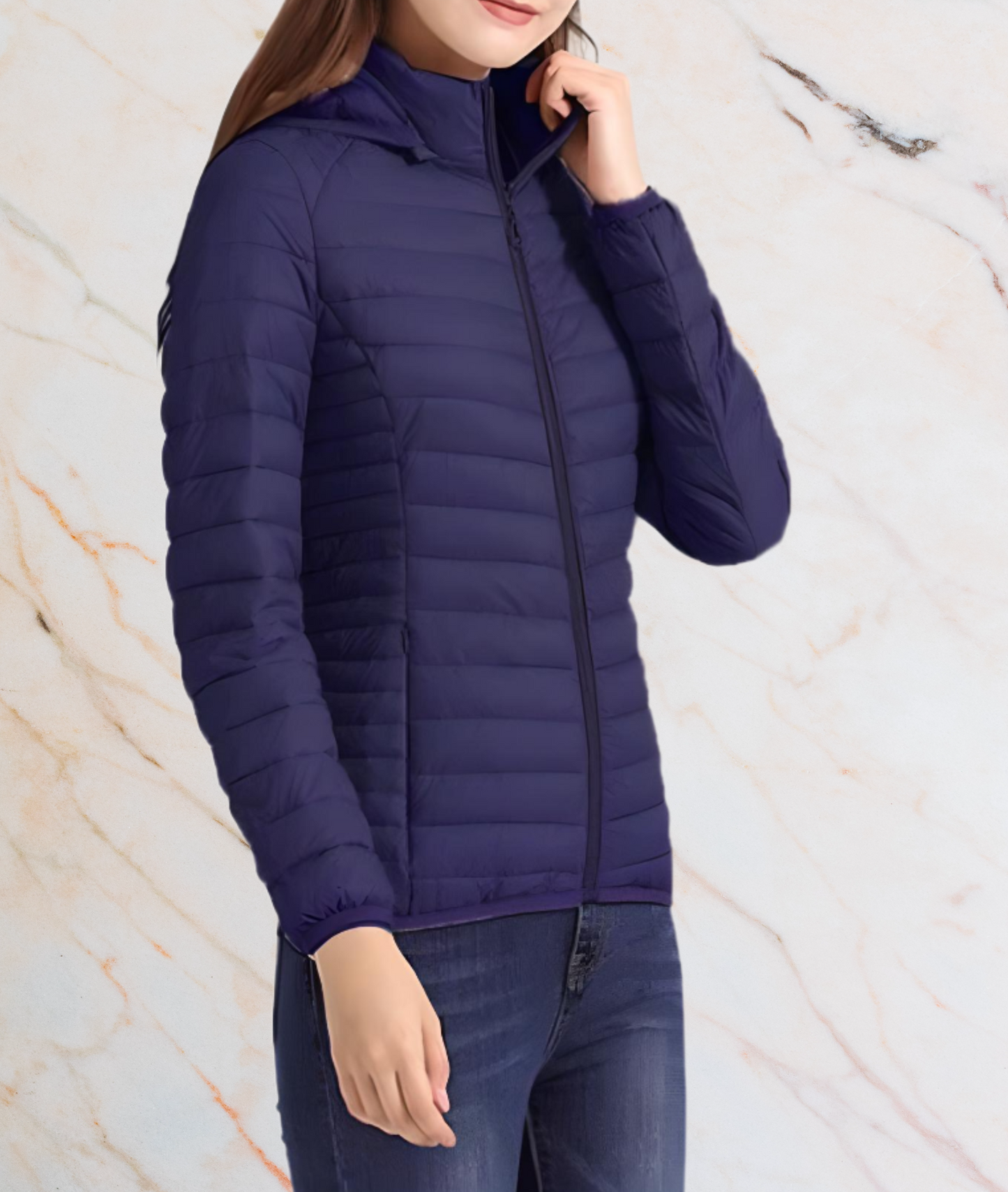 Slim Fit Steppjacke Damen Elegant Reißverschluss
