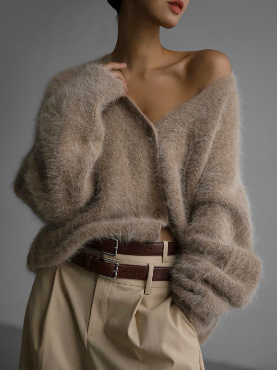 Damen Strickcardigan Off Schulter Stil