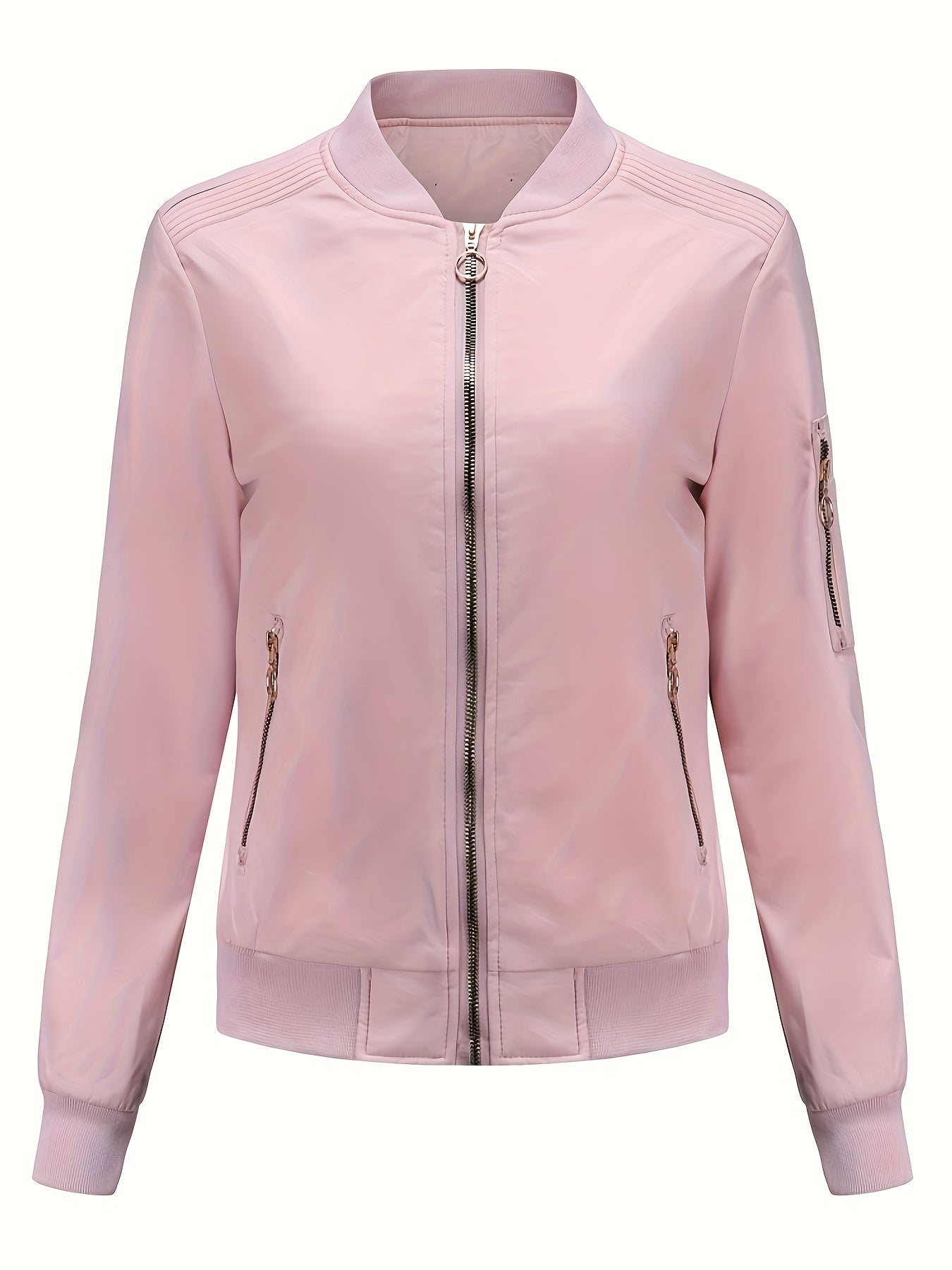 Stylische Bomberjacke Einfarbig Modern - IdealeKleiden