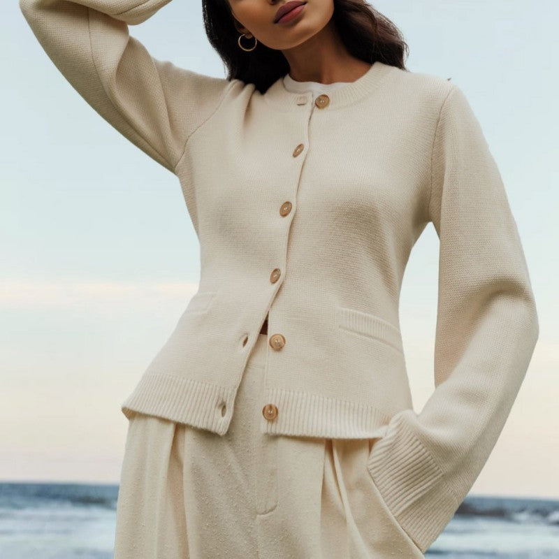 Weiche Strickjacke Damen Knöpfe Modern - IdealeKleiden