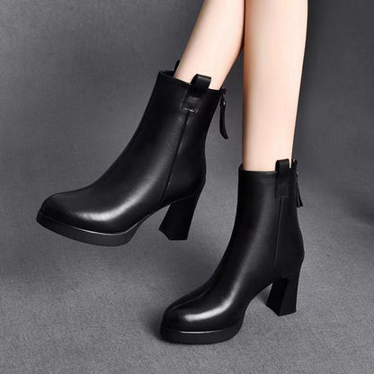 Elegante Lederstiefel Wasserdicht Hoch