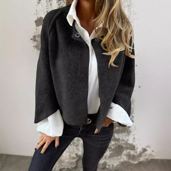 Kurz Wollmantel Damen Elegant Rundhals
