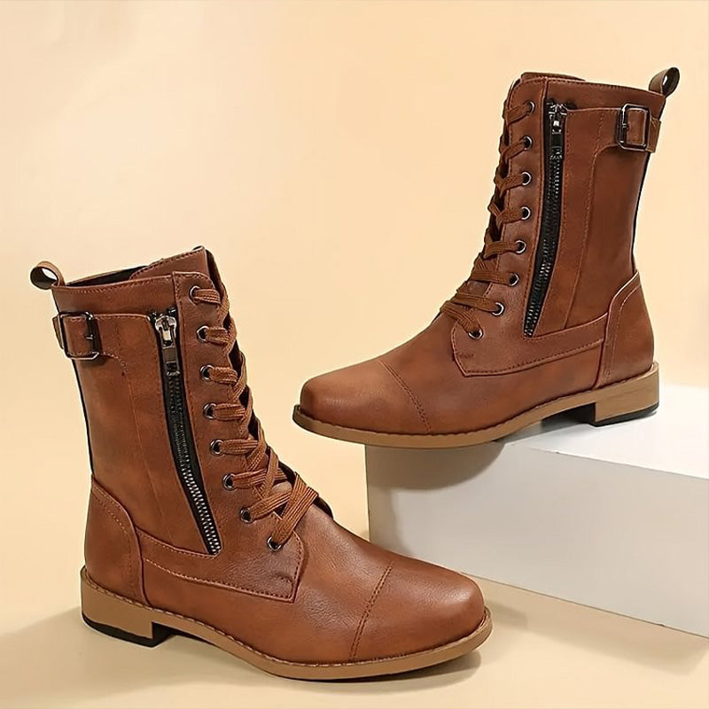 Stilvolle Stiefel Mit Dickem Absatz Mittlerer Schaft