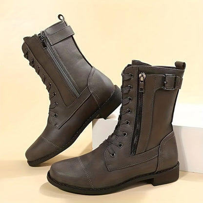 Stilvolle Stiefel Mit Dickem Absatz Mittlerer Schaft