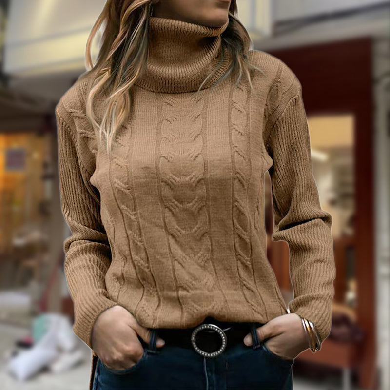 Damen Rollkragenpullover Elegante Langarm - IdealeKleiden