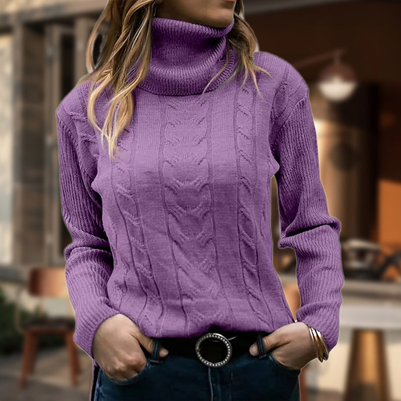 Damen Rollkragenpullover Elegante Langarm