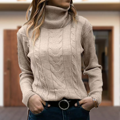 Damen Rollkragenpullover Elegante Langarm