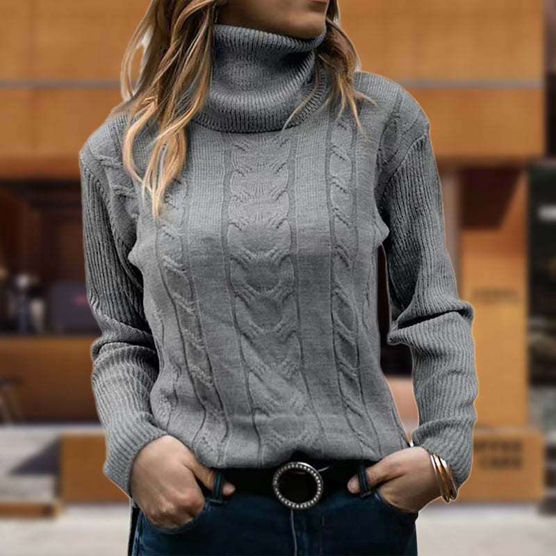 Damen Rollkragenpullover Elegante Langarm