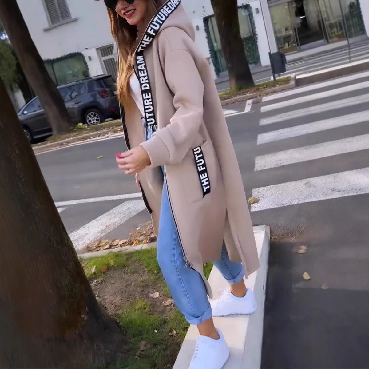 Klassisches Sweatshirt Lang Kapuze