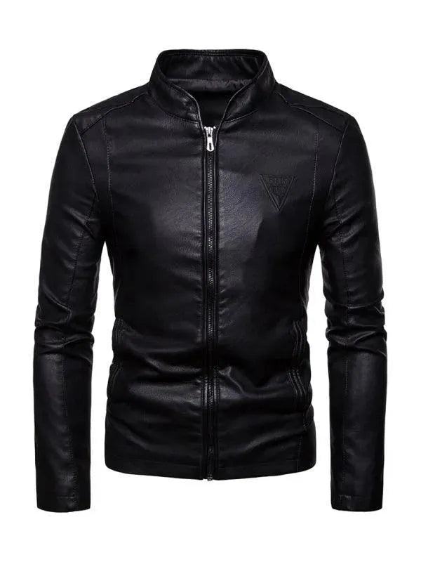 Herren Lederjacke Stehkragen Stylish