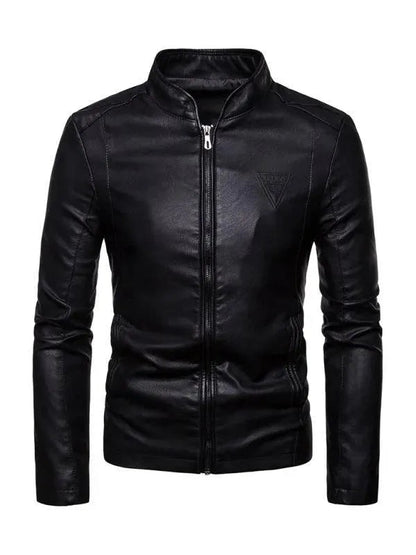 Herren Lederjacke Stehkragen Stylish