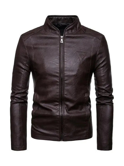 Herren Lederjacke Stehkragen Stylish