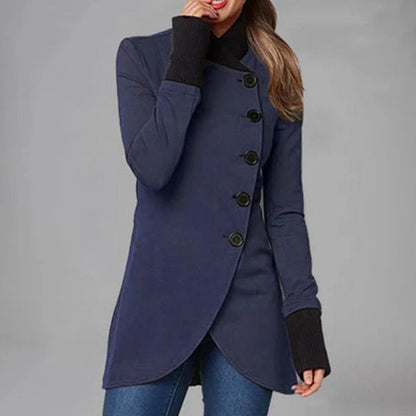 Eleganter Damenmantel Asymmetrisch Langarm