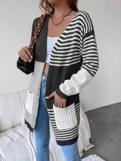 Farbenfrohe Damen Strickjacke Patchwork Design
