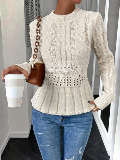 Klassischer Kabelpullover Rundhals
