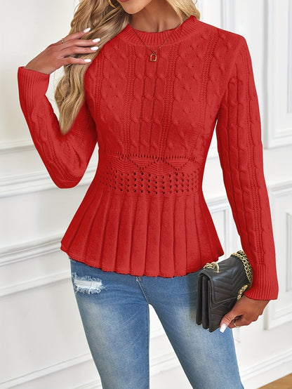 Klassischer Kabelpullover Rundhals