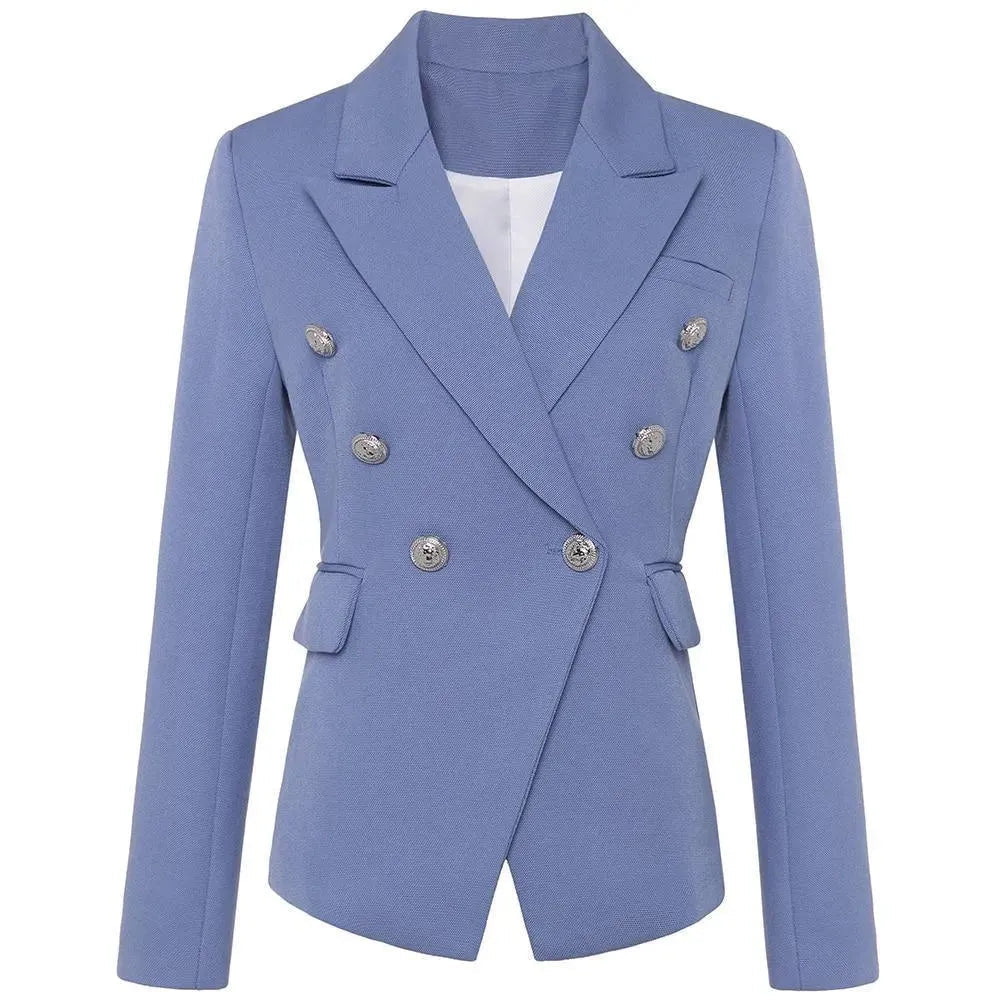 Eleganter Doppelreihen Blazer Damen Modisch Schwarz