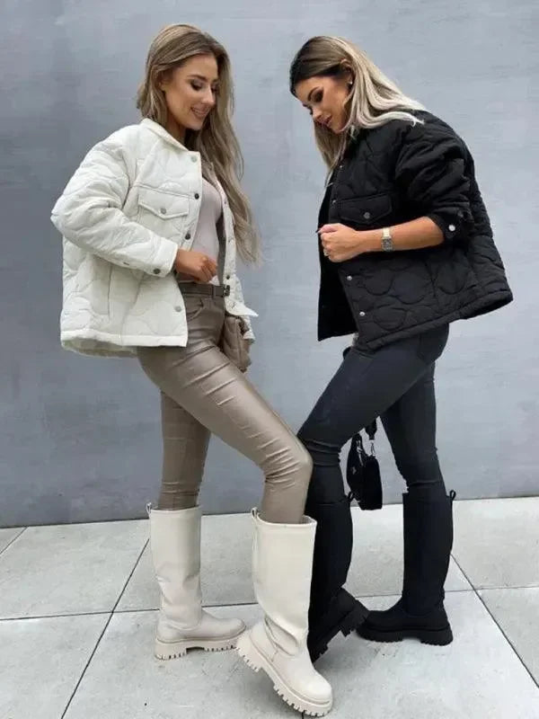 Modische Damenjacke Knöpfe Casual Stil - IdealeKleiden