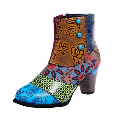 Retro Lederstiefel Damen Chic Vintage