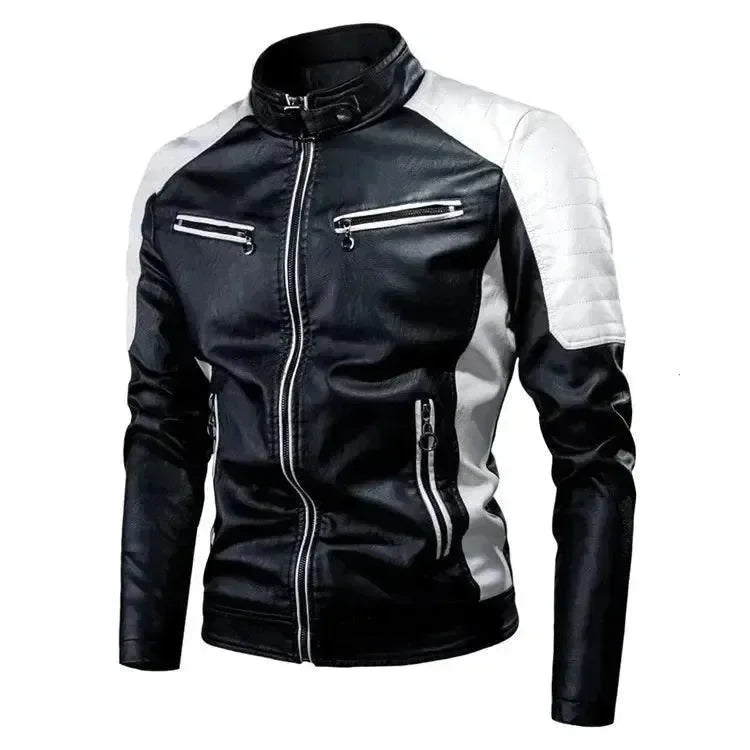 Stilvolle Herren Lederjacke Slim Fit Bikerlook