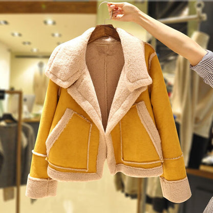 Stylische Lederjacke Frauen Wildleder