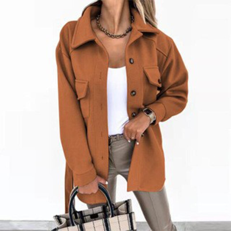 Stilvolle Damenjacke Wolle Look Modern
