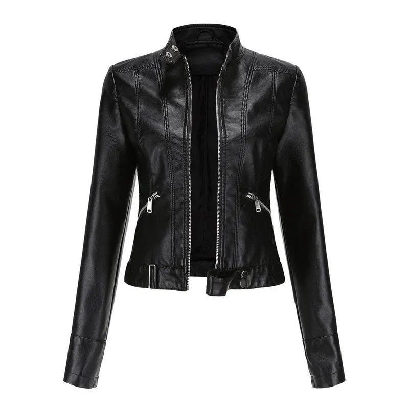 Ledermantel Damen Modern Frauen Lederjacke - IdealeKleiden