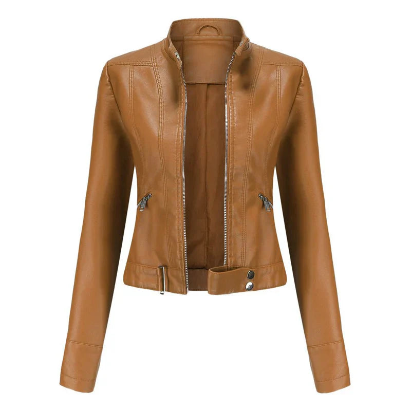 Ledermantel Damen Modern Frauen Lederjacke