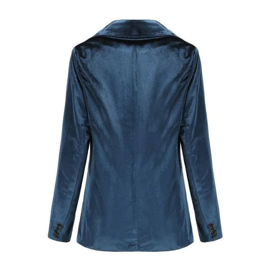 Eleganter Samt Blazer Damen - Lässig - Einfarbig - IdealeKleiden