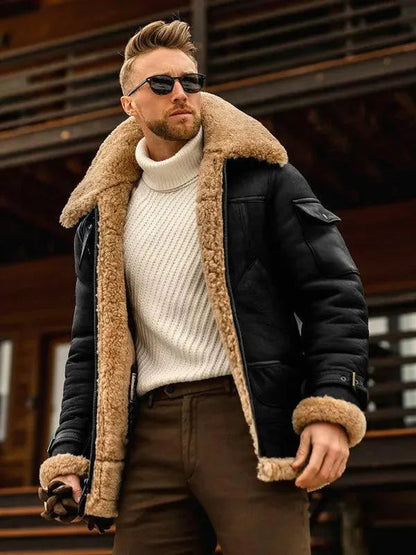 Herren Winterparka Dicker Fellmantel