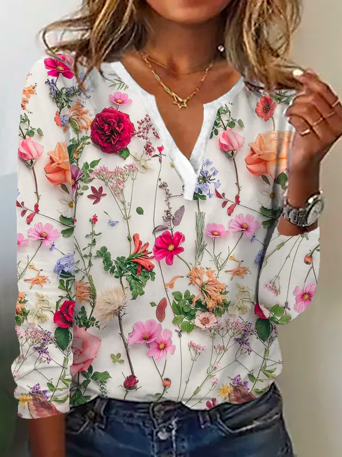 Frauen Pullover Blumenmuster Modern