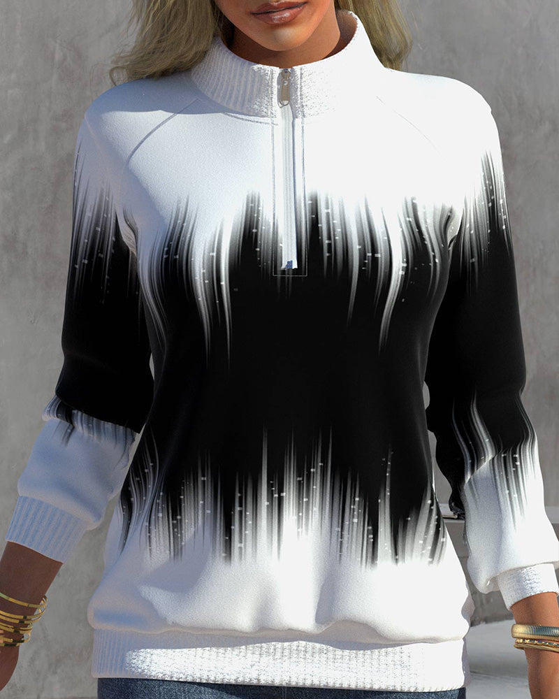 Modische Damen Pullover Zip V-Ausschnitt