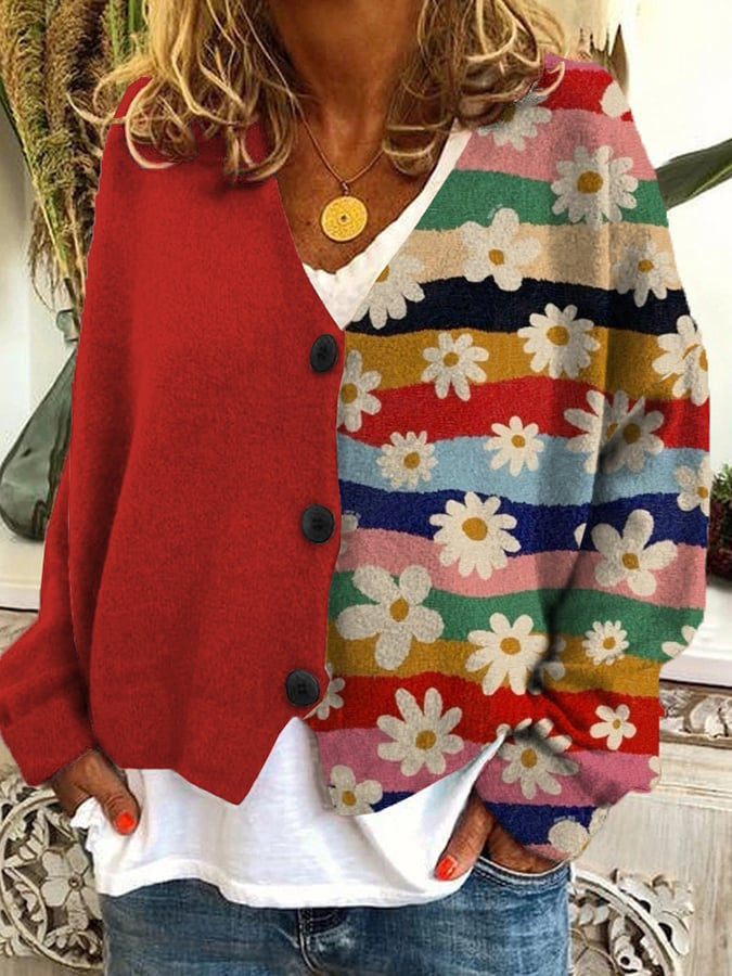 Modischer Patchwork Kardigan Damen - IdealeKleiden